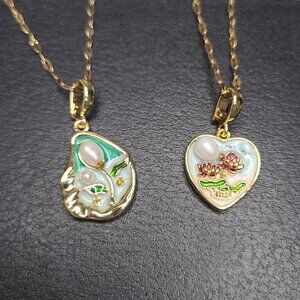 Stainless Steel pearl flower necklace